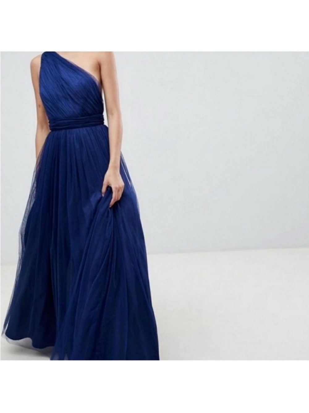 ASOS One-Shoulder Navy Tulle Gown